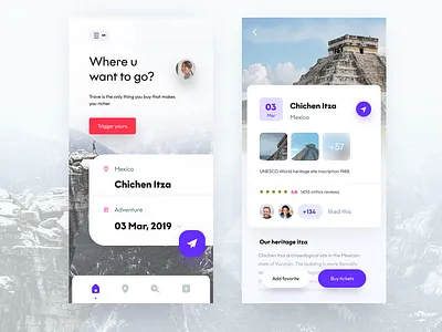 travel app screens chichen itza design favorite flight home page iphone machu pitchu mobile screens sp sudhan ticket travel travel agency trigger typography ux vector web