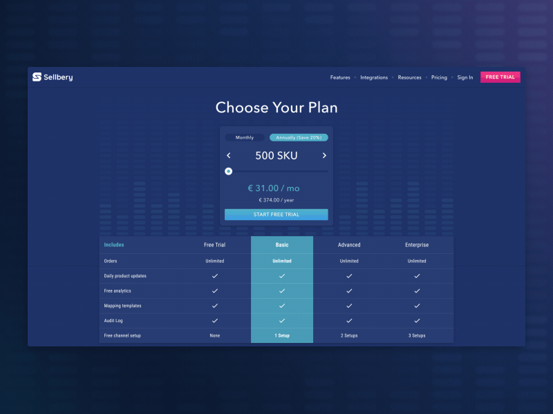 Sellbery - Pricing animation animation ecommerce equalizer gif page pricing saas slider ui ux web website