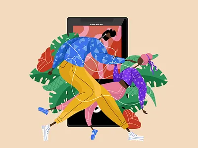 Music Lovers couple design dribbble illustration illustrator mobile music people ui vector web