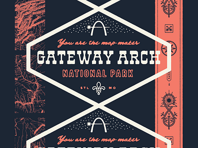 Type Hike – Gateway Arch National Park compass fleur de lis illustration key kingdom of heaven lettering national park poster print st louis st louis arch sun sword type type hike typography