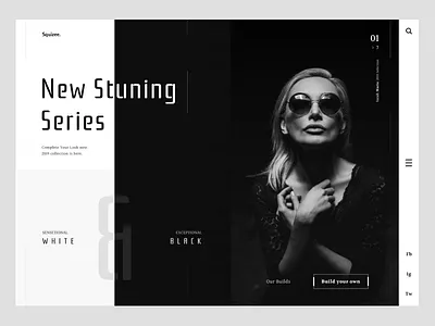 Squizee Design Glasses black black white e commerce fashion glasses minimal models photo responsive style web white