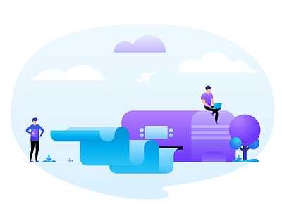 Printer Services character cloud clouds gradient illustration illustrator medical people print printer service services ui vector vivid