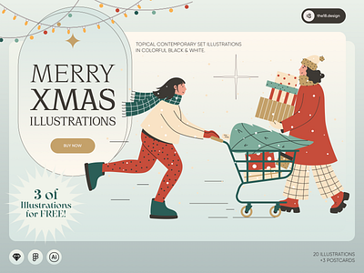 MERRY XMAS ILLUSTRATIONS 18design candy cartoon christmas clean ui gift holiday merry christmas merry xmas merrychristmas minimalism new year santa santa claus the18 the18design ui winter xmas xmas illustration