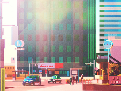 Tokyo city digital folioart geometric graphic illustration james gilleard japan texture travel urban