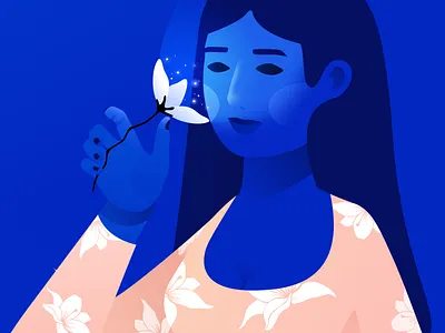 Night Lotus blog character design drawing editorial editorial design eye flower girl glossy colors graphic hand illustration light lotus magic night peace portrait woman