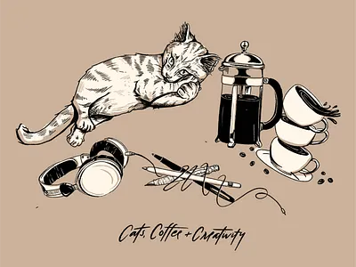 Cats, Coffee & Creativity branding charlottenc design icon icon design illustration lockup logo monogram monogram design sketch subbrand submark typography vector vintage