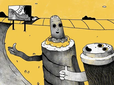 Summer Story art challenge character coffee daily illustration design doodle editorial illustration everyday art hand drawn hot dog illustration photoshop poster illustration road trip street food summer travel trip