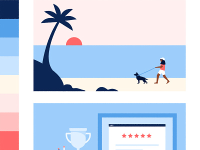 What does retirement look like for you? beach dog walking illustration personal finance retirement visual design