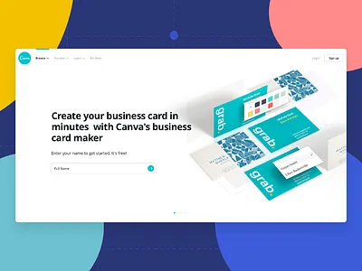 Hero exploration branding canva circle color design landing page typography ui web design