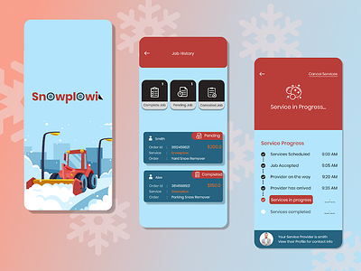 Snow Plowing App app design design mobile app design snow removal app design ui ui design uiux