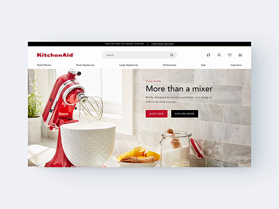 KitchenAid Homepage Redesign e commerce ecommerce homepage kitchenware ui ux web design
