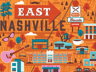 East Nashville Map illustrated map nashville
