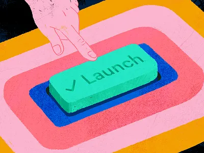Product Launch Article blog illustration photoshop press the button product product launch product teams texture