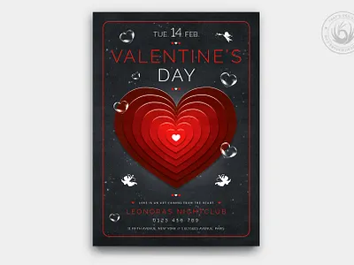 Valentines Day Flyer Template V27 black and red club day design flyer heart hearty love party photoshop poster print psd romance romantic template valentine valentines
