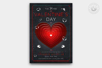 Valentines Day Flyer Template V27 black and red club day design flyer heart hearty love party photoshop poster print psd romance romantic template valentine valentines