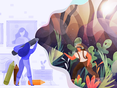 I Want To Be a Female Explorer adventure character design dreamer explorer fantasy flat gradient illustration illustrator paint vector wild