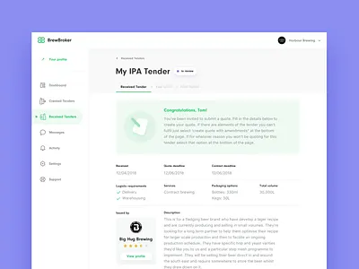 BrewBroker Dashboard app dashboard dashboard design icons legal process flow shadows tabs website