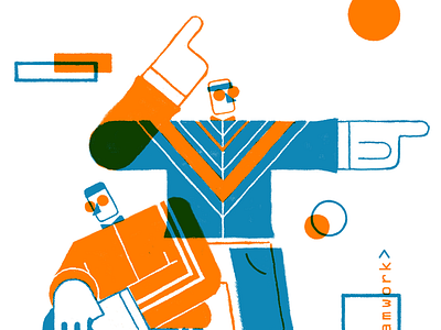 Teamwork 90s branding character design geometric illustration poster product branding screenprints shapes swag teamwork ui ux