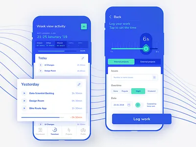 Work Log App app design ios iphonex objectivity sketch time timetracker ui ux