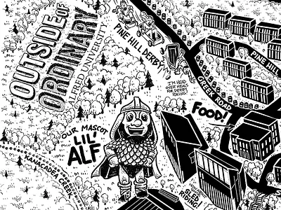 Alfred University Campus Map alfred university campus map hand drawn illustration lawnz lawrence basso