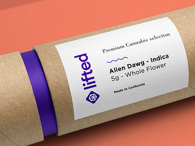 Lifted Packaging - 5g Cardboard Tube brand branding cannabis cannabis logo cannabis packaging lifted logo 3d logo minimal minimal packagingdesign