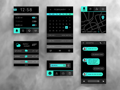 Black and Green Blocks User Interface (UNFINISHED) app contacts design flat graphic design homescreen icon illustration interface mobile ui ux vector web design