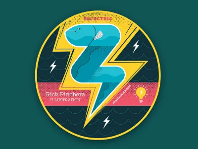 Electric Eel coaster eel electric grit halftone icon lightbulb promo shock stickermule vector