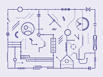 Does the Work works? 2d adobe illustrator circuit design electricity flat identity illustration lines process thinking vector wire work