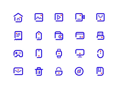 一组工具icon ui ux 向量 商标 应用 插图 活版印刷 设计