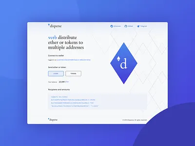 Disperse address animation app bitcoin branding clean crypto design disperse ethereum flat icons illustration logo shadow token typography ui vector