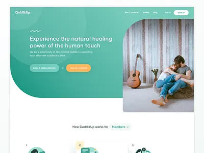 CuddleUp.com redesign — landing page clean gradient home page illustration landing page medical minimal simple therapist therapy ui ux web website