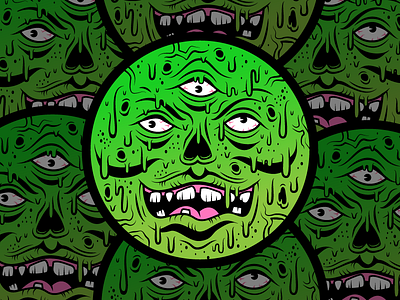 Mutated Face Melter character coaster coaster design dead drips green illustration monster msg317 mutant slime toxic undead
