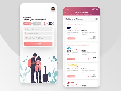 Travel App Concept airline app design graphics illustraiton minimal travel ui uidesign ux vector