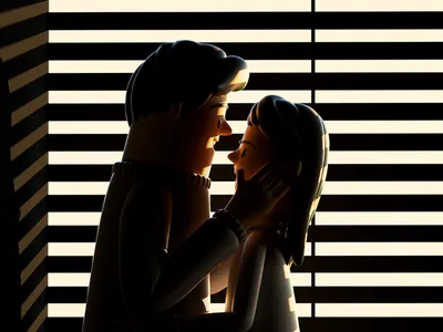 KISS 3d c4d character design illustration kiss love render