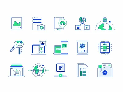 Systemongreed Set No.2 access control block storage chat cloud compute connection design line message networking protect security icon set servers ssd support virtual vps web design