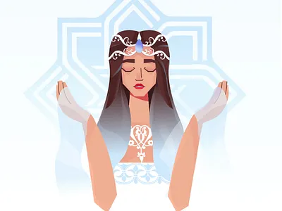 tsovinar 2d character design flat girl god godess illustration love nature orgament sea vector