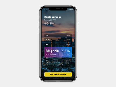 Prayer Time Reminder iphone x malaysia mobile muslim pray ui ux