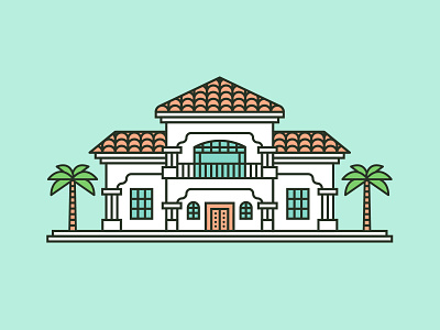 Casa Castle beach castle exotic line art marbella outline sea spain turquoise villa illustration water
