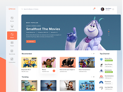 Videos Platform card cartoon clean fluent list movies spotify tv app video web webplayer youtube
