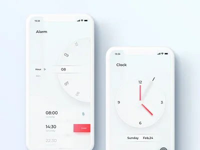 Alarm App UI 222222 alarms balck clean clock easy february red simple time