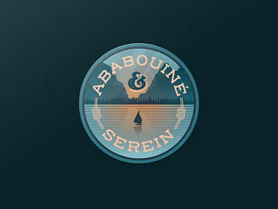 Ababouiné&Serein badge design boat drawing forest graphic design great outdoors icon illustration illustrator mountain outdoor photoshop sunset vector
