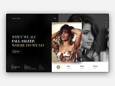Camilla Cabello -- Artist Page dark music serif slider ui ux