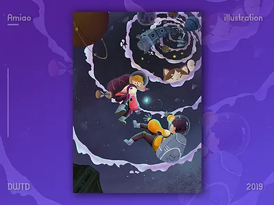 Time travel boy illustration travel