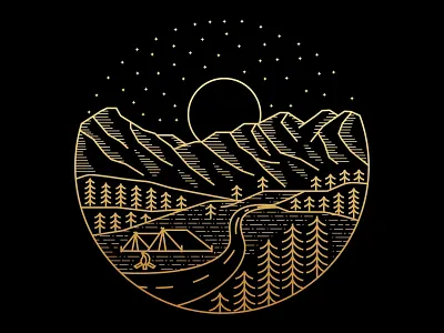 Mountain camping brand clothing company geometric identity line lineart logo monoline outdoor t shirt t shirt design travel