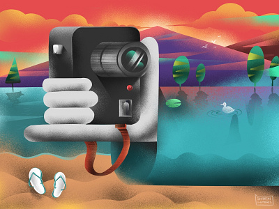 Selfie apple art camera fingers grains hand hand concept handdrawn illustration nature procreate selfie textures water