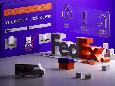 FedEx Delivery 3d cg cinema4d delivery fedex rozov visualisation wnbl