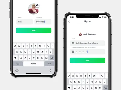 Simple Sign Up app clean email login mobile password signup social user ux