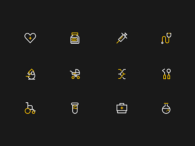 一组医疗icon ux 卷筒纸 向量 品牌 商标 插图 活版印刷 设计