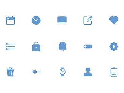 Solid icons calendar clock desktop edit icon icon app lists lock notification profile settings task trash volume watch