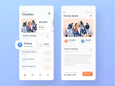 Charity | App for making donation charity app charity campaign charity payment donation app flat ui ios app